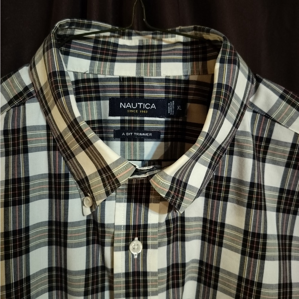Nautica Men's Checkered Shirt - Black, White, and Brown